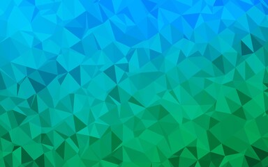 Poster - light blue, green vector polygon abstract backdrop.