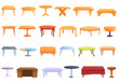 © nsit0108 - Table icons set. Cartoon set of table vector icons for web design