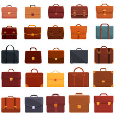 Poster - Briefcase icons set. Cartoon set of briefcase vector icons for web design