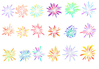 Wall Mural - Firework icons set. Cartoon set of firework vector icons for web design