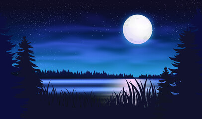 ocean or sea. sky with clouds and reflection of light in the water surface. cartoon illustration.