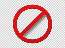 Banned Icon Template. Red Circle With Crossed Out Stripe Symbol Of Prohibition Travel.