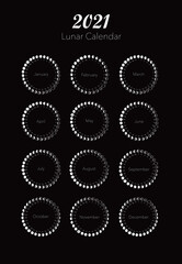 Wall Mural - 2021 moon phases calendar vector on dark grey