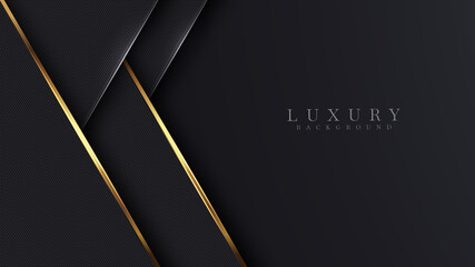 luxury abstract background, golden lines on dark, modern black backdrop concept 3d style. illustrati