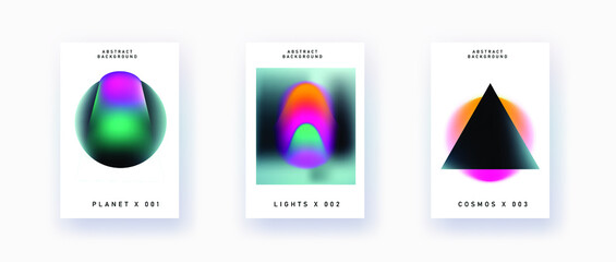 Poster - Set of vector abstract surreal gradient illustrations, backgrounds for the cover of magazines, books and notebooks.