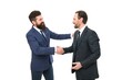 © be free - collaboration and teamwork. bearded businessmen in formal suit. mature men have own business. partnership of boss men isolated on white. business meeting. team success. collaboration concept