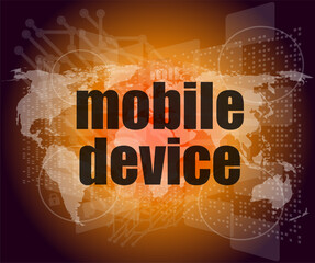 Poster - word mobile devices on digital screen 3d
