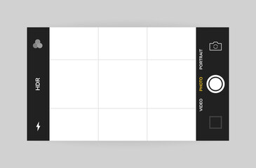 Wall Mural - phone camera interface horizontal view. mobile app application. photo shooting. vector illustration 