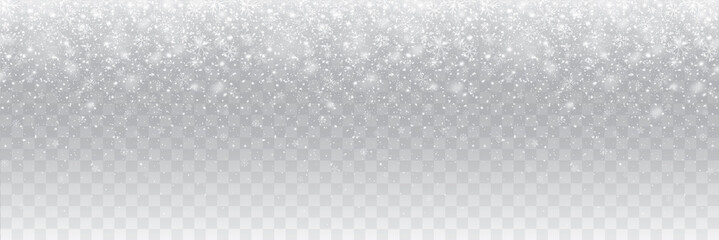 Wall Mural - seamless realistic falling snow or snowflakes. isolated on transparent background - stock vector.