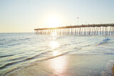 Fototapeta  - Avalon Pier and sandy beach at the Outer Banks of North Carolina