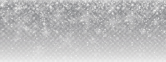 Wall Mural - seamless realistic falling snow or snowflakes. isolated on transparent background - stock vector.