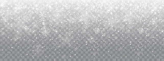 Wall Mural - seamless realistic falling snow or snowflakes. isolated on transparent background - stock vector.