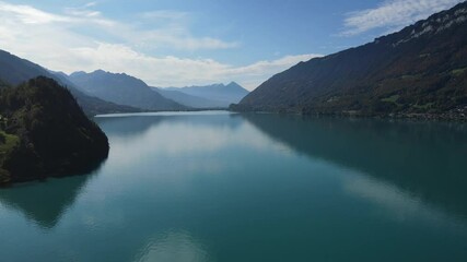 Wall Mural - Amazing Lake Brienz in Switzerland with its blue water - aerial view