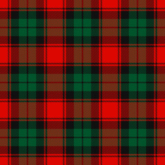 Wall Mural - Christmas Red, Dark Green and Black Tartan Plaid Vector Seamless Pattern. Rustic Xmas Background. Traditional Scottish Woven Fabric. Lumberjack Shirt Flannel Textile. Pattern Tile Swatch Included.