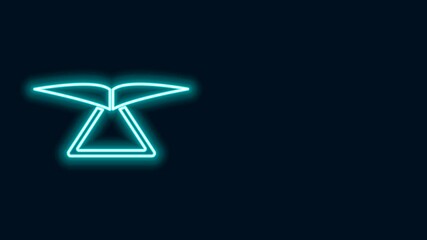 Sticker - Glowing neon line Hang glider icon isolated on black background. Extreme sport. 4K Video motion graphic animation