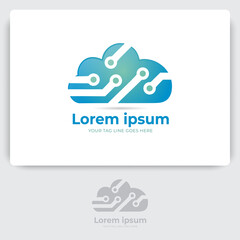 modern cloud tech logo design. data server cloud technology vector