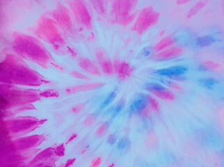 Wall Mural - Swirl tie dye background. Hippie spiral tie-dye wallpaper backdrop. Tiedye in pink and blue. 