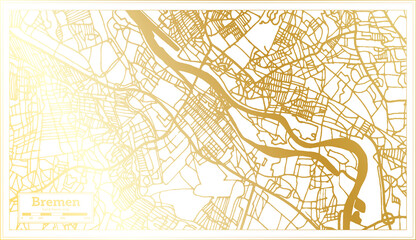 Wall Mural - Bremen Germany City Map in Retro Style in Golden Color. Outline Map.