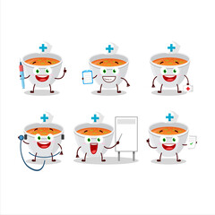 Poster - Doctor profession emoticon with pumpkin cream soup cartoon character