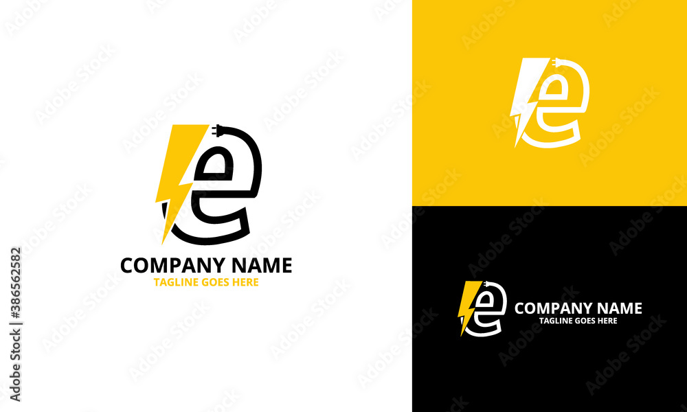 Flash initial letter e Logo Icon Template. Illustration vector graphic ...