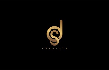 Canvas Print - Vector Letter ds lowercase linked Logo Design Golden