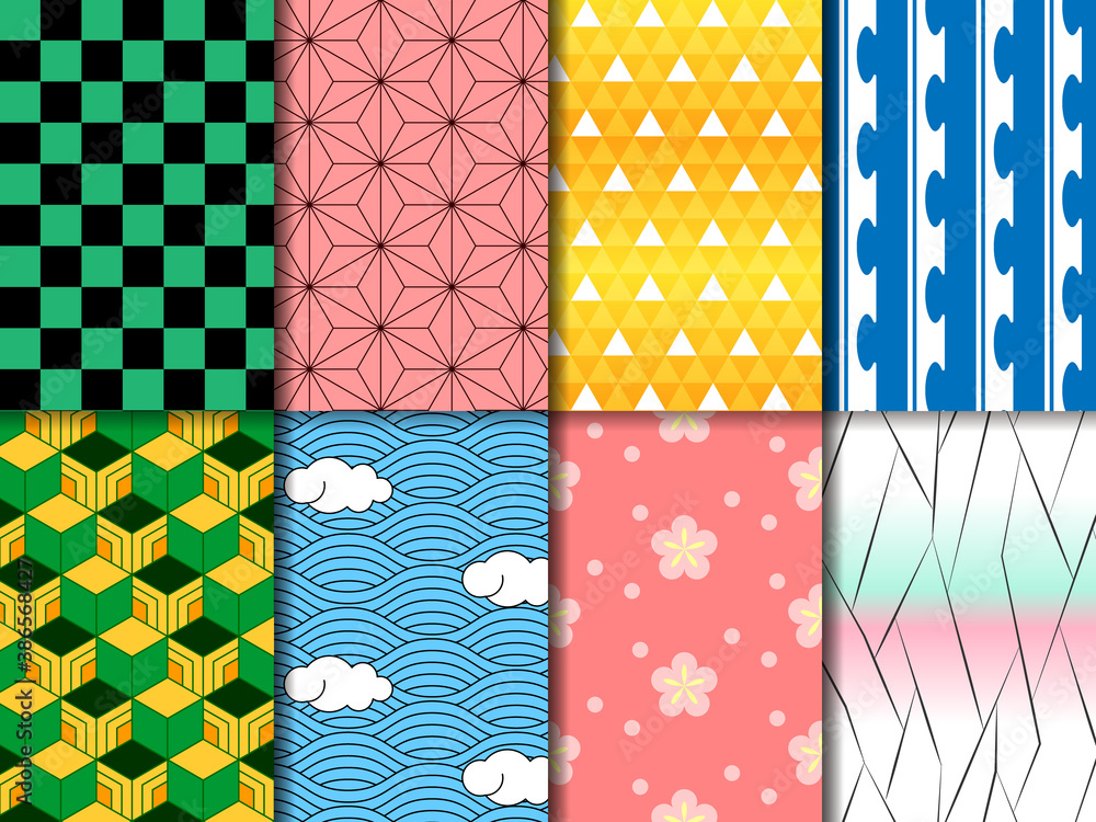 和柄パターン8種類 Wall Mural Wallpaper Murals Wallsheaven Efuroku