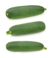 Canvas Print - Set of fresh whole green vegetable marrow zucchini isolated on a white background.