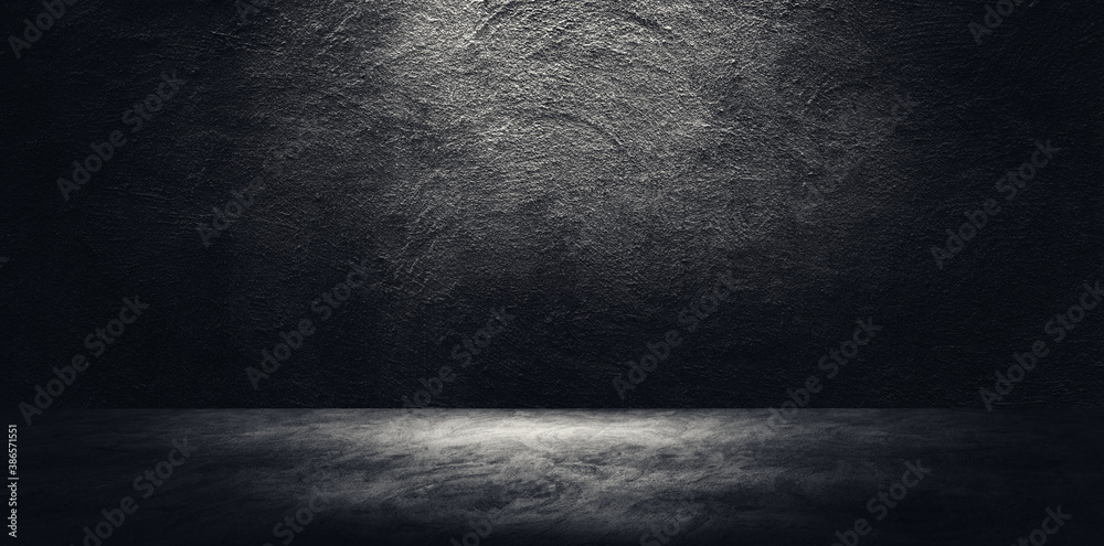 Empty space of Studio dark room concrete floor grunge texture ...