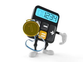 Canvas Print - Calculator character with golden medal