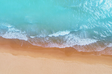 Seascape, sandy beach, sand and water, top view, abstract nature landscape background