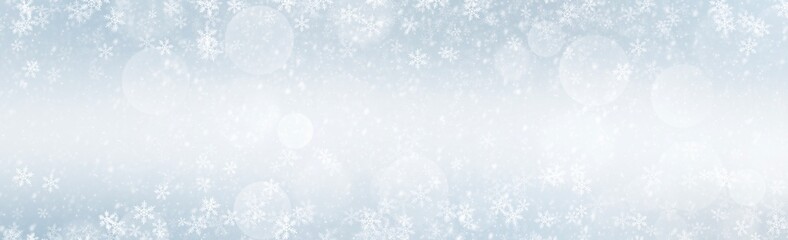 Wall Mural - White Snow flake Winter  with bokeh on blue background in Christmas holidays 2020 ,Banner background	