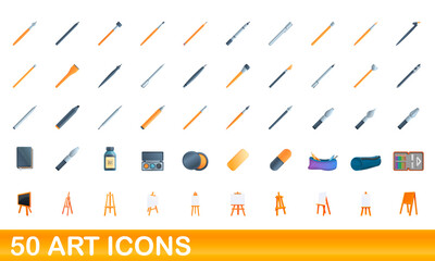 Poster - 50 art icons set. Cartoon illustration of 50 art icons vector set isolated on white background
