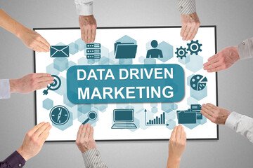 Wall Mural - Data driven marketing concept on a whiteboard