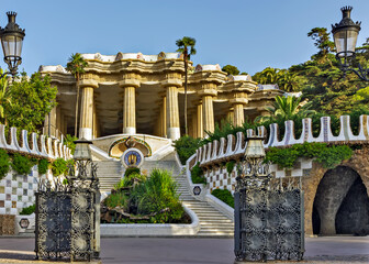 Wall Mural - Entrance Park Guell designed by Antoni Gaudi in Barcelona, Spain.