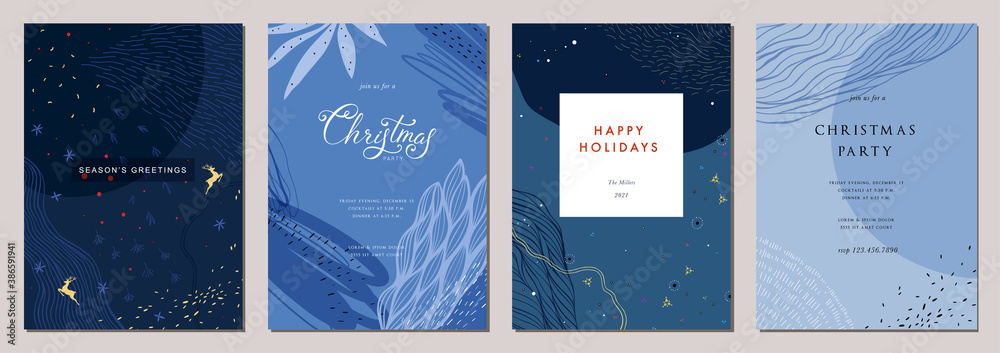 Modern universal artistic templates. Merry Christmas Corporate Holiday cards and invitations. Abstract frames and backgrounds design. Vector illustration. - obrazy, fototapety, plakaty 