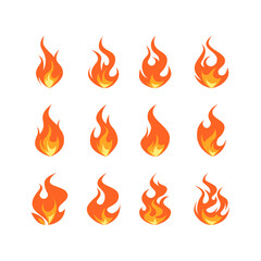 Wall Mural - simple vector flame icons in flat style