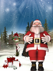 Wall Mural - 3D render of a toon santa claus