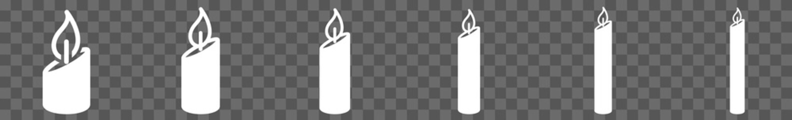 Wall Mural - candle icon set white | candles vector illustration set | candle birthday icons | isolated transpare