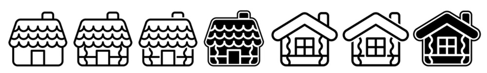 Wall Mural - gingerbread house icon set | gingerbread house vector illustration logo | gingerbread house icons is