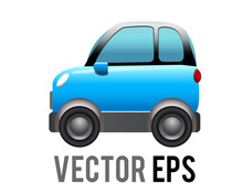 Vector Side Of Blue Sport Utility Vehicle Car Emoji Icon, Represents SUV, Campervan Or Motorhome.