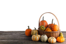 Little Pumpkins In Basket
