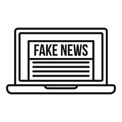 Poster - Laptop fake news icon. Outline laptop fake news vector icon for web design isolated on white background