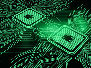 Poster - Computer processor abstract background. 3d illustration.