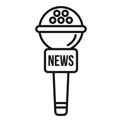 Poster - Microphone fake news icon. Outline microphone fake news vector icon for web design isolated on white background
