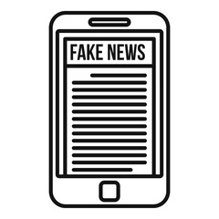 Poster - Smartphone fake news icon. Outline smartphone fake news vector icon for web design isolated on white background