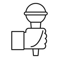 Poster - Fake news street microphone icon. Outline fake news street microphone vector icon for web design isolated on white background