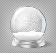 Snow Globe. Christmas Holiday Snowglobe, Empty Glass Xmas Snowball Template