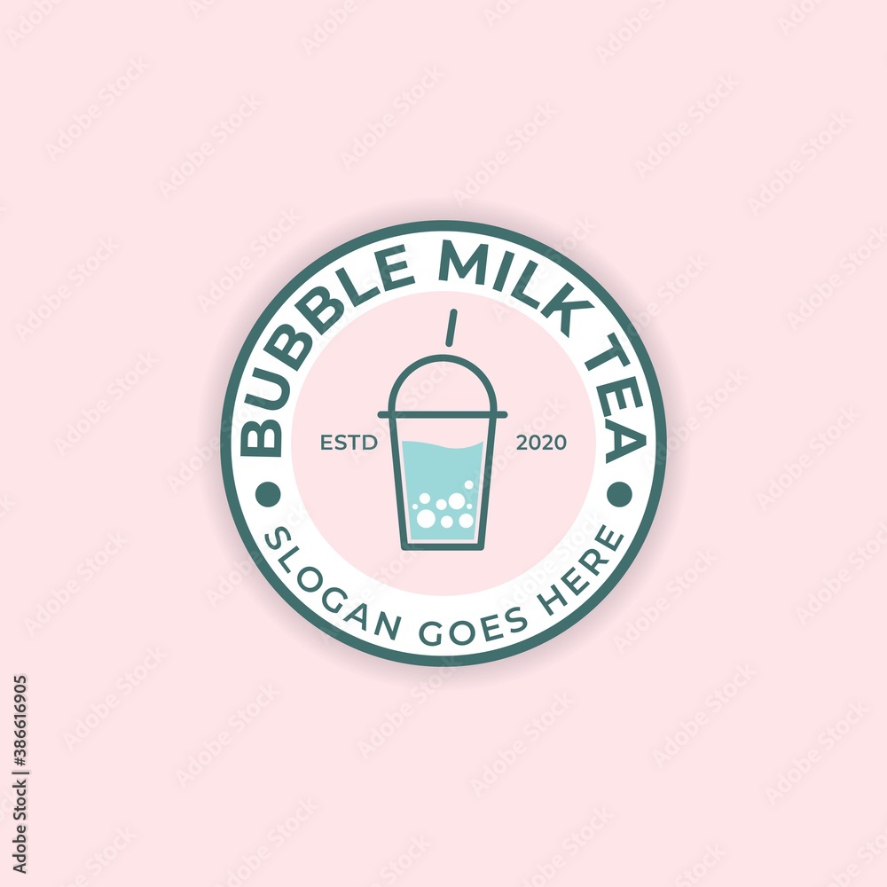 bubble logo design with line style. bubble tea or milk tea Stock Vector |  Adobe Stock, image size:1000x1000