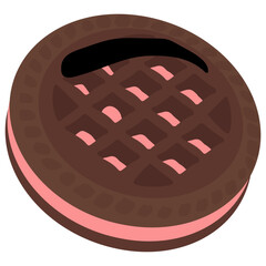 Poster - 
A cookie icon in chocolate and vanilla flavor cream topping 
