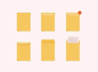 Poster - set of opened and closed envelope with note paper card. mail icon. vector illustration.